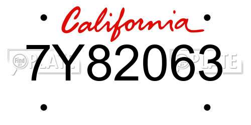 7Y82063 California License Plate