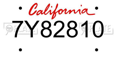 7Y82810 California License Plate