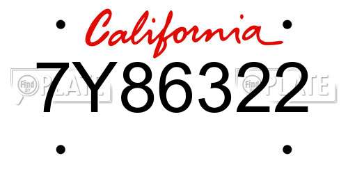 7Y86322 California License Plate