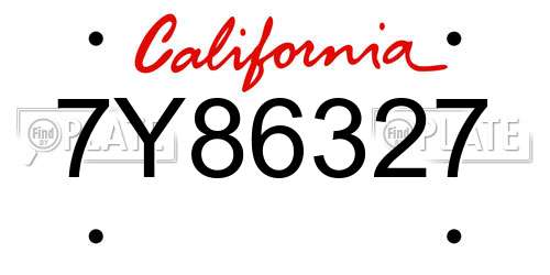 7Y86327 California License Plate