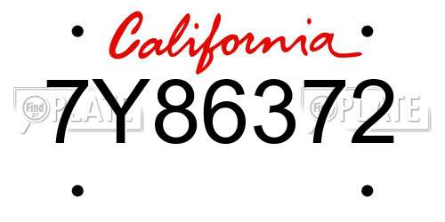 7Y86372 California License Plate