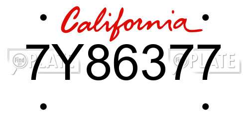 7Y86377 California License Plate