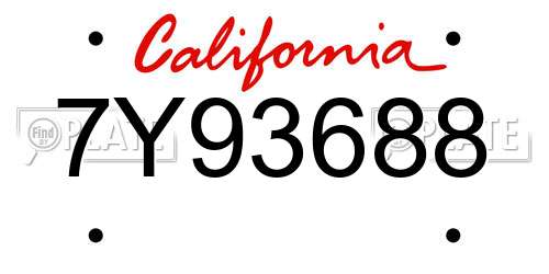7Y93688 California License Plate