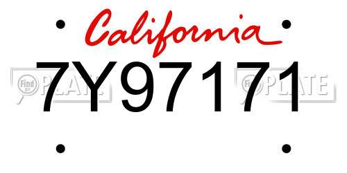 7Y97171 California License Plate