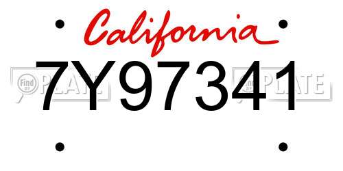 7Y97341 California License Plate
