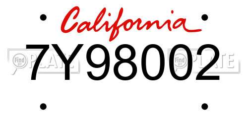 7Y98002 California License Plate