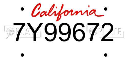7Y99672 California License Plate