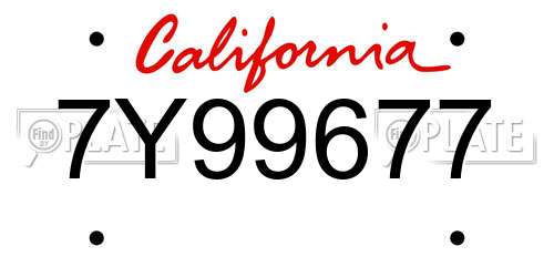 7Y99677 California License Plate