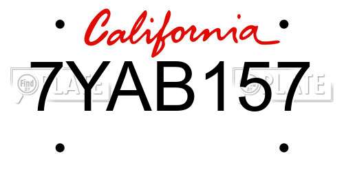 7YAB157 California License Plate