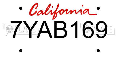 7YAB169 California License Plate