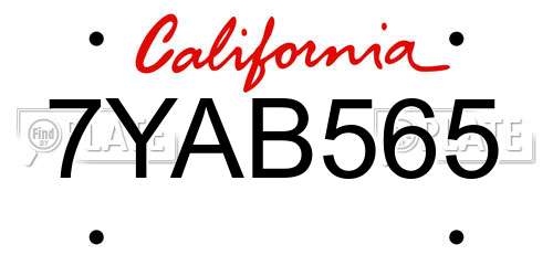 7YAB565 California License Plate