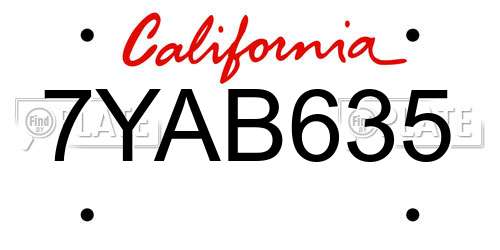 7YAB635 California License Plate