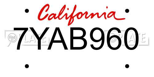 7YAB960 California License Plate