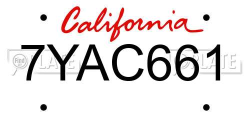 7YAC661 California License Plate