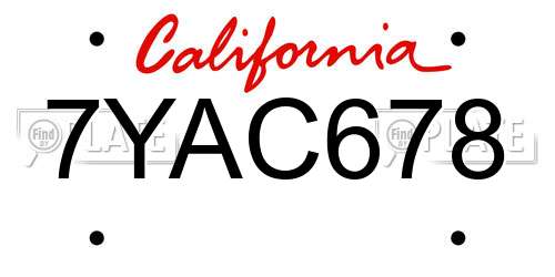 7YAC678 California License Plate