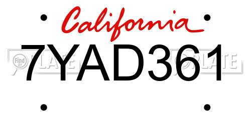 7YAD361 California License Plate