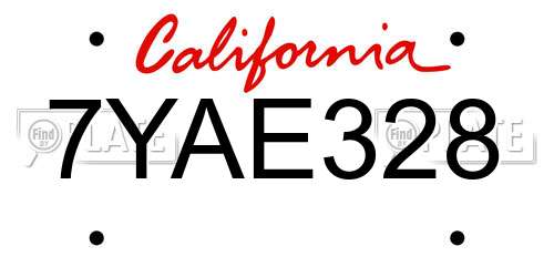 7YAE328 California License Plate