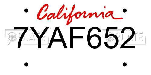 7YAF652 California License Plate