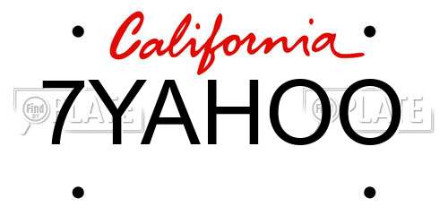 7YAHOO California License Plate
