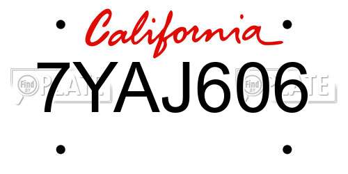 7YAJ606 California License Plate