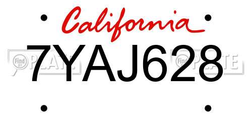 7YAJ628 California License Plate