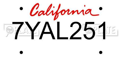 7YAL251 California License Plate
