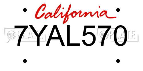 7YAL570 California License Plate