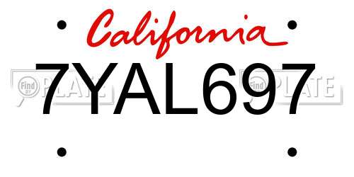 7YAL697 California License Plate