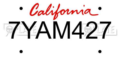 7YAM427 California License Plate