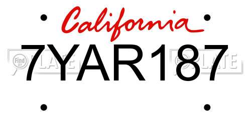 7YAR187 California License Plate