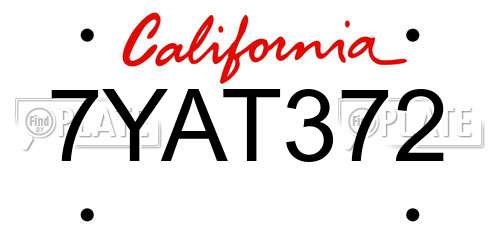 7YAT372 California License Plate