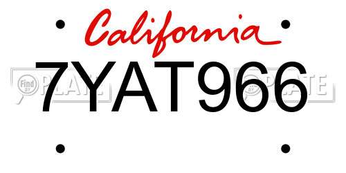 7YAT966 California License Plate