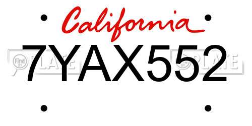 7YAX552 California License Plate