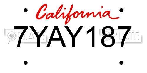 7YAY187 California License Plate