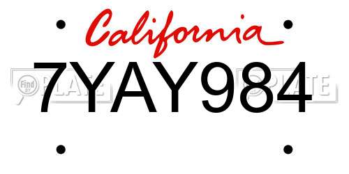 7YAY984 California License Plate