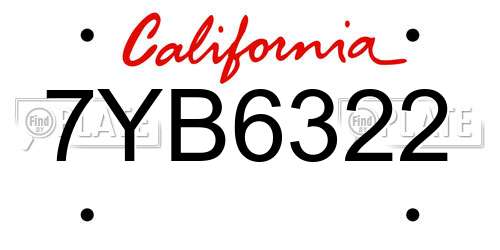 7YB6322 California License Plate
