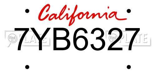7YB6327 California License Plate