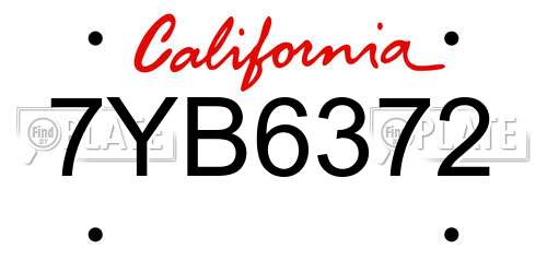 7YB6372 California License Plate