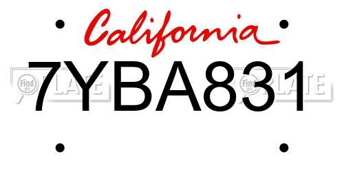 7YBA831 California License Plate