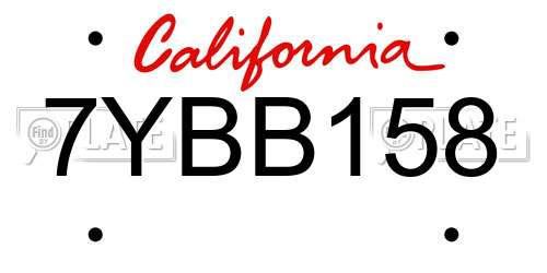 7YBB158 California License Plate