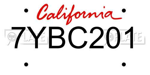 7YBC201 California License Plate
