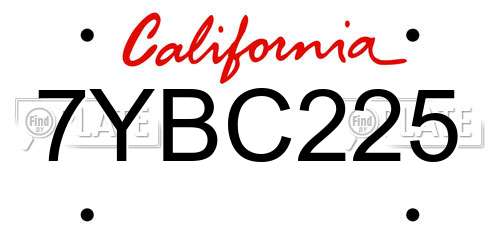 7YBC225 California License Plate