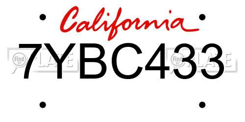 7YBC433 California License Plate