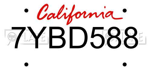 7YBD588 California License Plate