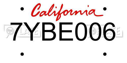 7YBE006 California License Plate