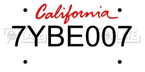 7YBE007 California License Plate