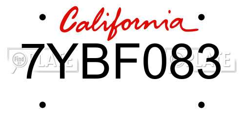 7YBF083 California License Plate