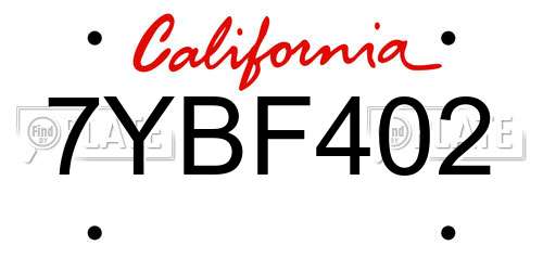 7YBF402 California License Plate