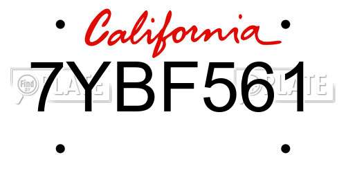 7YBF561 California License Plate