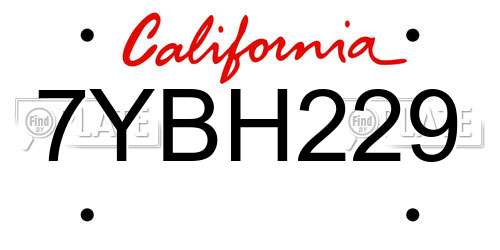 7YBH229 California License Plate